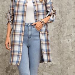 New Plaid Button-Up Shirt/jacket size L