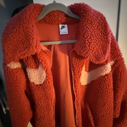 Nike red and white Sherpa jacket 
