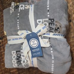 Berkshire Life Is Good Peace Love Dogs Plush Fleece Throw Blanket 60 Inch x 70 Inch