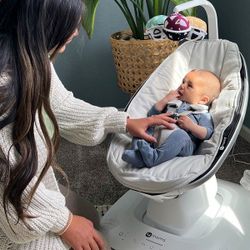 (Not Discontinued Version)4moms MamaRoo Multi-Motion Baby Swing, Bluetooth Baby Swing With 5 Unique Motions, Grey Gray

