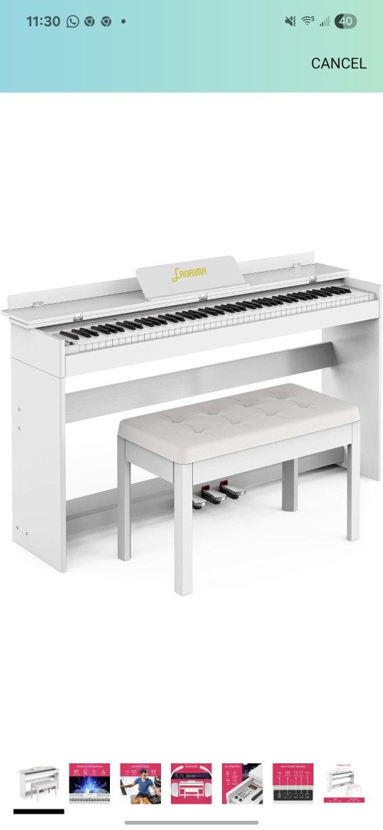 LAGRIMA Digital Piano with Bench, 88 Key Electric Piano for Beginner/Adults with Padded Piano Bench For Sale $155