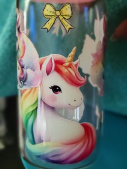 Pretty UNICORN theme glass tumblers $10 each*