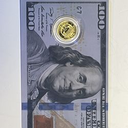 1/1000 24kt Gold coin in 100$ American flag