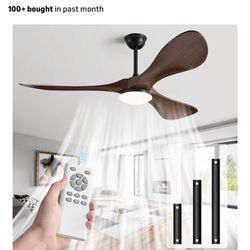 60 in Ceiling Fan of 7400+CFM High Airflow with Light & Mute Remote Control,Outdoor/Indoor Ceiling Fan with 3 Blades Noiseless Reversible DC Motor 6 S