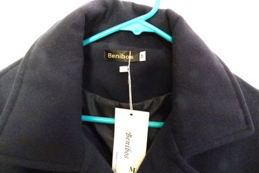 Women's Pea Jacket, Navy Blue, Size M, Benibos, New w Tag