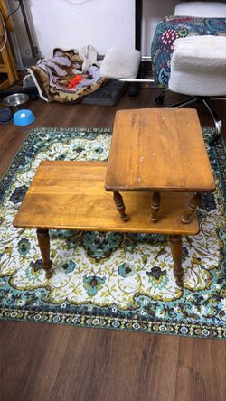 Two-Tier Wooden Step End Table
