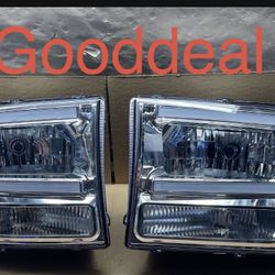 Oh212 Fit 99-04 Ford F250 F350 F450 LED White Bar Headlight Lights Lamp Pair 