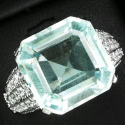 9.50 CT Aquamarine Sterling Silver Ring