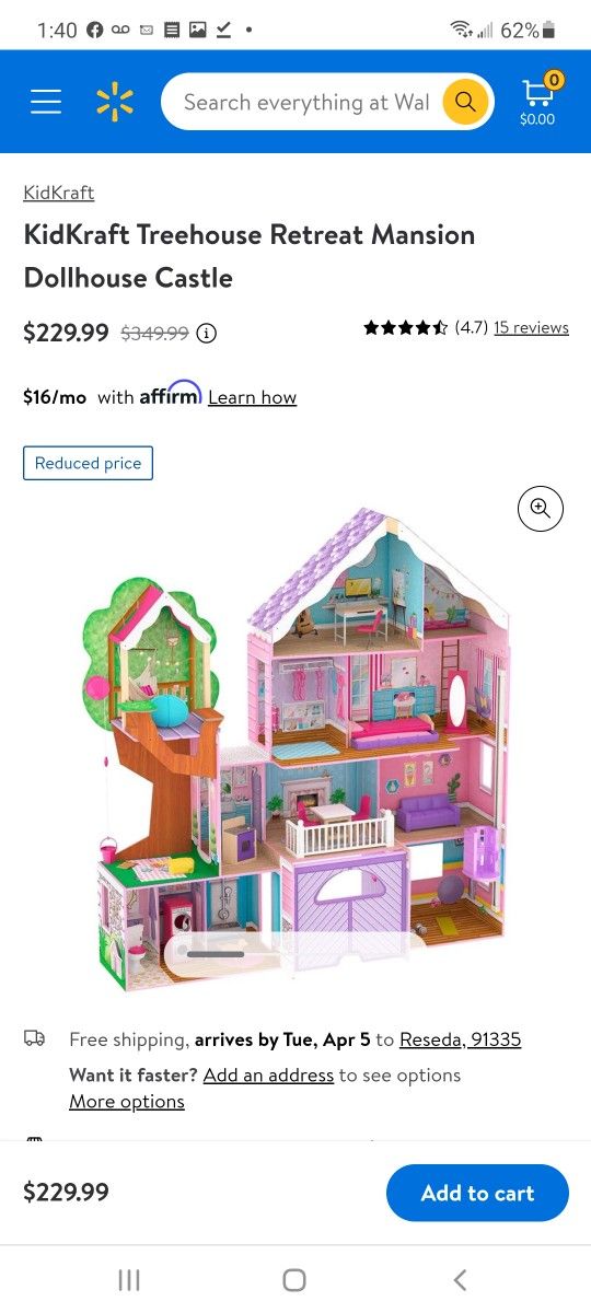 KidKraft Treehouse Retreat Mansion Dollhouse Castle $150