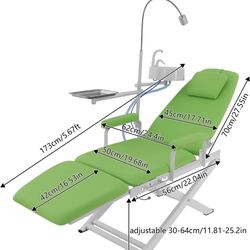 Portable Foldable Dental Patient Chair, Freestanding Patient Chairs with Operating LED Lamp & Tray & Waste Basin,