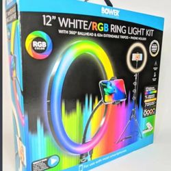 BOWER 12 INCH RGB WHITE RING LIGHT KIT 360 TRIPOD MULTI COLOR FOR VIDEO 