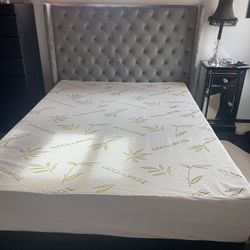 beautiful Queen velvet bed LIKE NEW