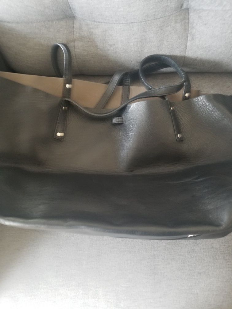 Tiffany leather black and gray reversible tote bag