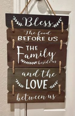 Bless The Food, Family, Love rustic Art Craft Sign Decor