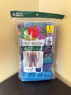 NEW Fruit of the Loom Men’s Boxers 6-Pack Size Large (36-38)