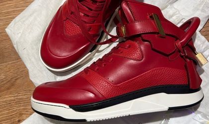 Buscemi Red Leather High-Top Sneakers