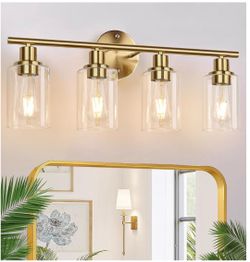 HOT DEAL! 4-Light Brushed Gold Bathroom Vanity Light - New Only $69!