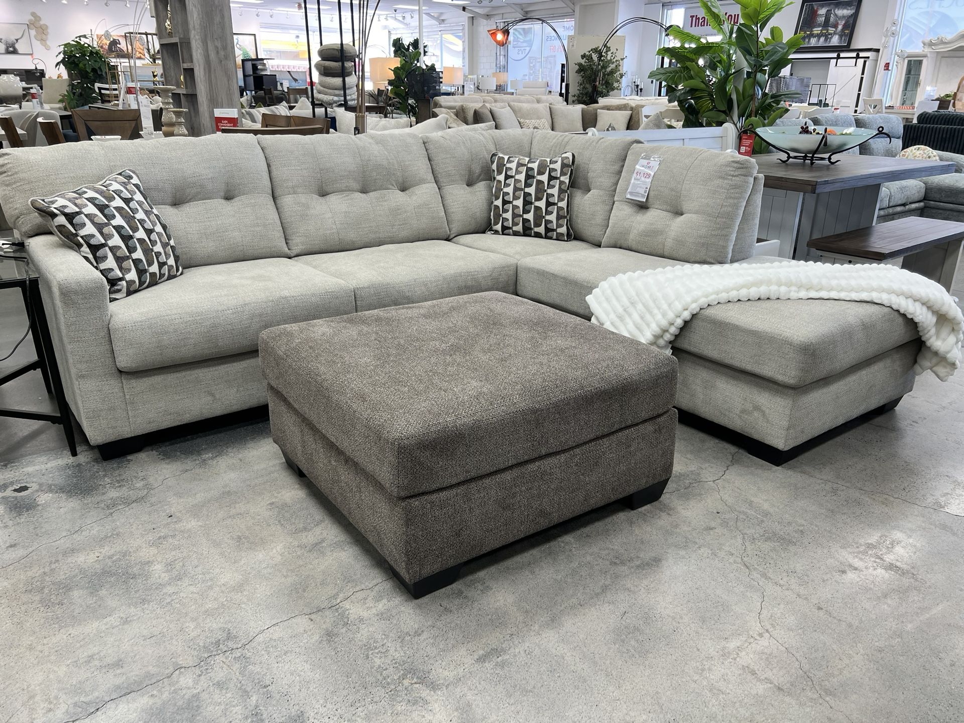SECTIONAL AVAILABLE IN BEIGE OR LIGHT BROWN ((CHAISE NOTINCLUDED $279