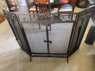 3-Panel Wrought Iron Fireplace Screen