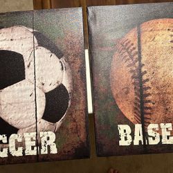 Soccer & Baseball Wall Decor