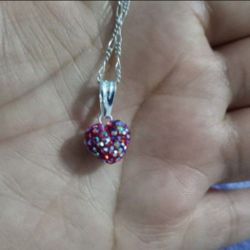 925 Sterling Silver Chain With The Pendant/Cadena Con Dije De Corazón Artesanal De Plata 925