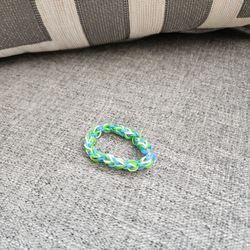 Handmade Blue, Green, and White Latex-Free Crazy loom Bracelet