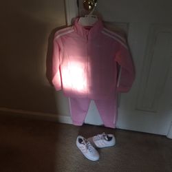 Girls Adidas Sweatsuit And Shoes