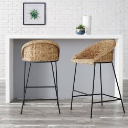 SALESUMO 1 PACK NATURAL WOVEN BAR STOOL WITH