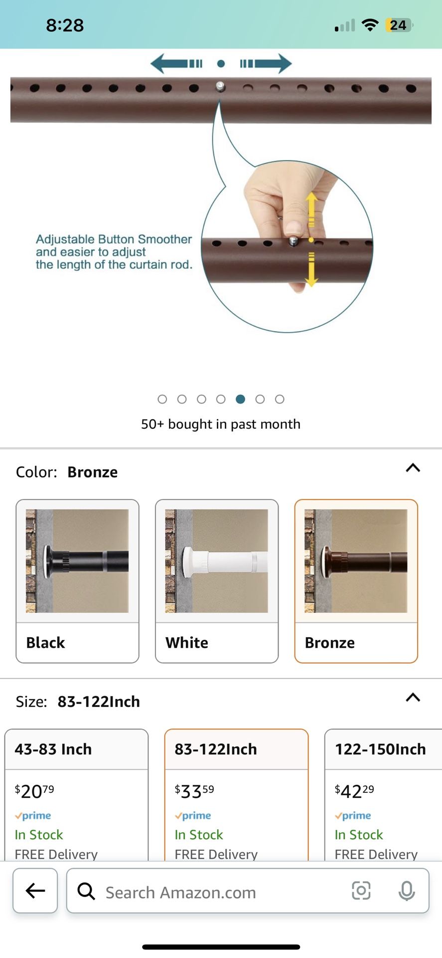 ASHLEYRIVER Room Divider Tension Curtain Rod,Tension Shower Window Curtain Rod,No Drilling,Very Secure-83-122 Inch