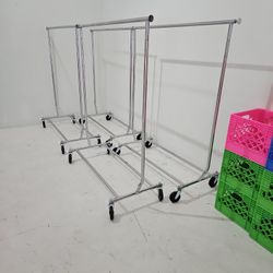 4 
Heavy Duty Collapsible Rolling Rack – Chrome 50$ Each