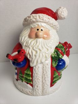 Santa Ceramic Cookie Storage Jar Home Interiors Brand