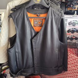 Motorcycle leather vest size extra large .first manufacturing brand