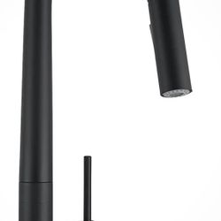 AKDY KF0021-3 Gooseneck Pull-Down Sprayer Kitchen Faucet in Matte Black