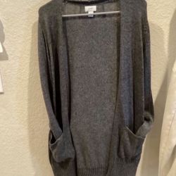OLD NAVY MEDIUM GREY OPEN FRONT LONGLINE CARDIGAN