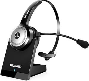 TECKNET Bluetooth 5.0 Headset with Microphone Wireless Headset