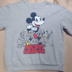 Disney Mickey & Friends Gray Pullover Sweatshirt Unisex Long Sleeve Lg
