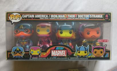 Funko Pop Marvel Black Light 4-Pack *20.00 Firm* Captain America Iron Man Thor Doctor Strange.