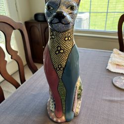 Vintage Ceramic Cat Sculpture, excellent condition, 17” height.