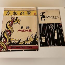 Vintage THE DRAGON INN House Hong Kong Dinner Menu & Drink Menu