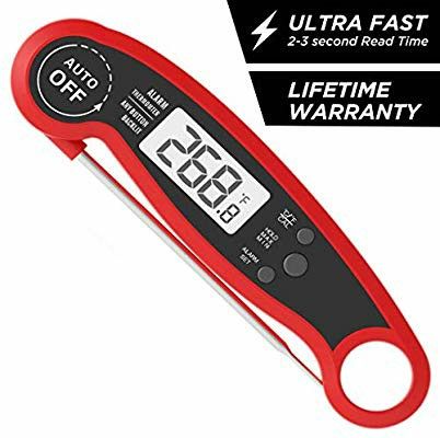 Meat Thermometer Instant Read, Waterproof Alarm Meat Thermometer with Calibration and Backlit, Digital Thermometer with Long Probe