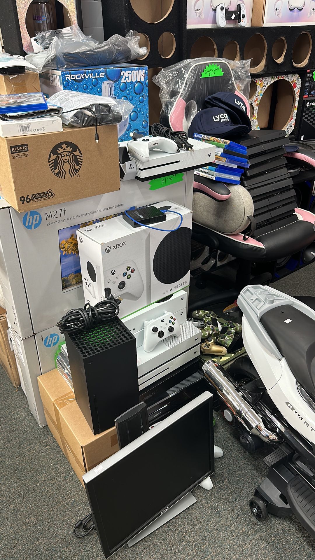 USED LIKE NEW XBOX 1. Regular Black $129. XBOX 1 S. White $149 XBOX S. Digital $199. XBOX. X. $349