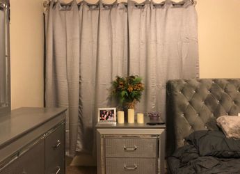 Queen Tufted Bedroom Set bed, dresser, and nightstand