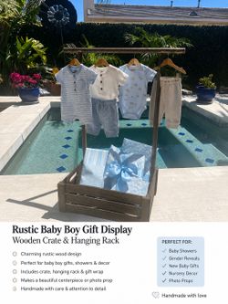 Rustic Wooden Baby Gift Basket Display Stand – Baby Shower, Newborn Gift