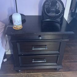 Dark Brown Nightstand and Tall Dresser Set