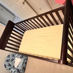Baby Crib - Convertible (including Mattress, Waterproof Cover And Baby Bedding Sheet)