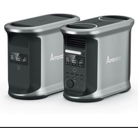 AMPACE 2924Wh Power Station, Andes 1500 with 1*Extra Battery, 2400W(Surge 3600W) AC Output Solar Generator for Home Power Backup, Outdoor & Home Batte