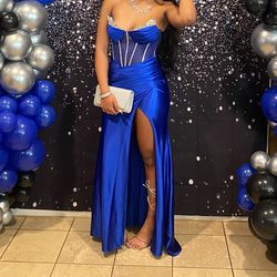 Rhinestone Royal Blue Prom dress 