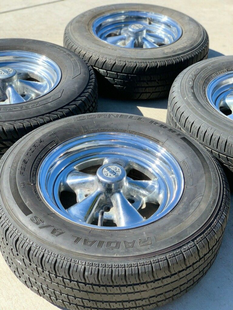 14X6 VINTAGE CRAGAR SS CHROME WHEELS 5 LUG UNIVERSAL CHEVY OR FORD