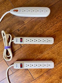 3 Power Strips – 2 Tripp Lite + 1 Belkin, 6 Outlets, 4 ft Cords