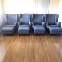 1 Ikea strandmon wing chair+1 ottoman,dark gray , one set for $40